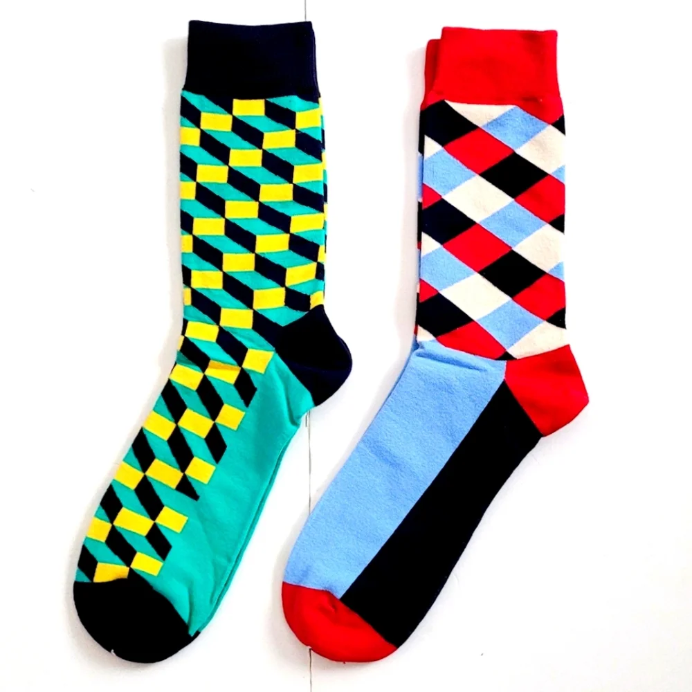 NEW Colorful Geometric Pattern Socks - Picture 1 of 6